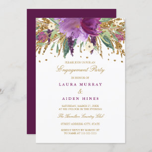 Invitation Floral Sparkling Amethyst Mariage