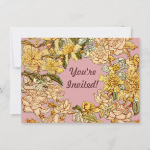 Invitation Floral Spring Fleur de couronne rose Fleurs Art