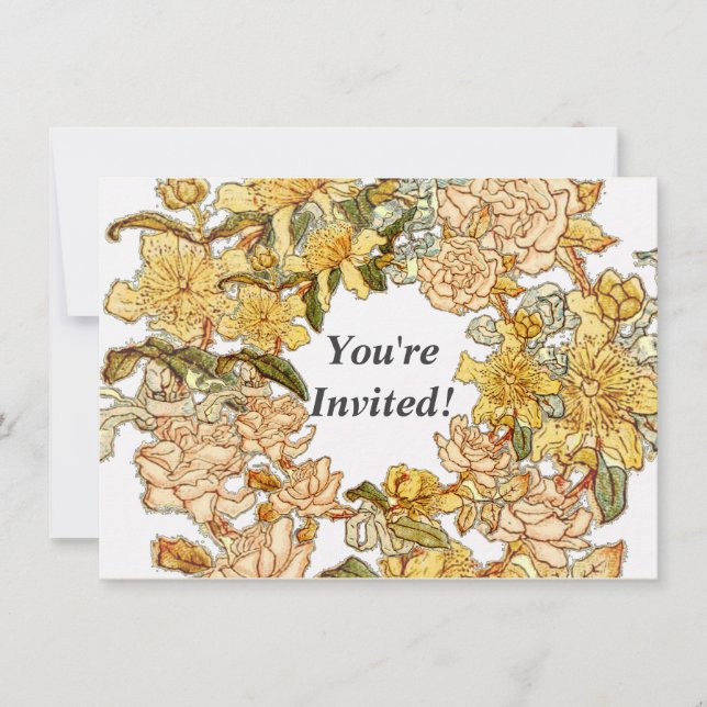 Invitation Floral Spring Fleur de couronne rose Fleurs Art (Devant)