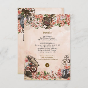 Invitation Floral Steampunk Réception de mariage Insertion