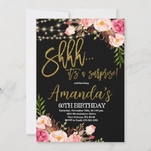 Invitation Floral String Lumières Anniversaire, Chalkboard An