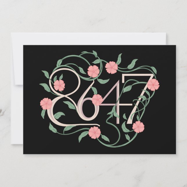 Invitation Floral Subtle Anti Trump 8647 86 47 Boho (Devant)
