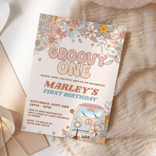 Invitation Floral Super One Retro 1er anniversaire