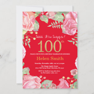 Invitation Floral Surprise 100e Anniversaire Gold Parties sci