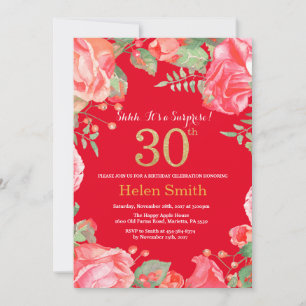 Invitation Floral Surprise 30e anniversaire Parties scintilla
