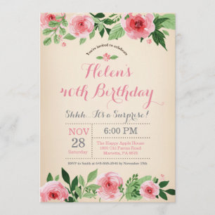 Invitation Floral Surprise 40e anniversaire rose