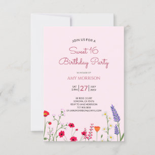 Invitation Floral Sweet 16 fête d'anniversaire