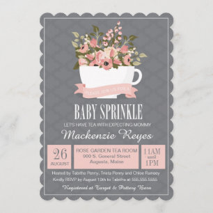 Invitation Floral Teacup Baby Sprinkle, Tea Party