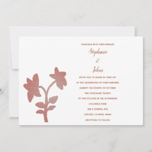 Invitation Floral Terracotta Blanc Classique Simple Mariage
