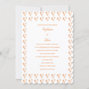 Invitation Floral Terracotta Orange Motif Joli Mariage