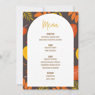 Invitation Floral Thanksgiving Diner Menu Mariage Menu