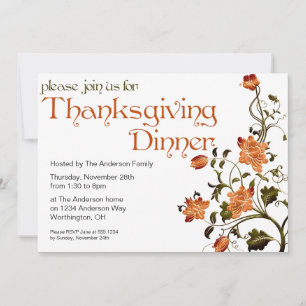 Invitation Floral Thanksgiving Dinner Party 27