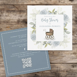 Invitation Floral transport Vintage QR Code mignon médias soc