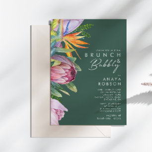 Invitation Floral tropical coloré   Brunch vert et bulle