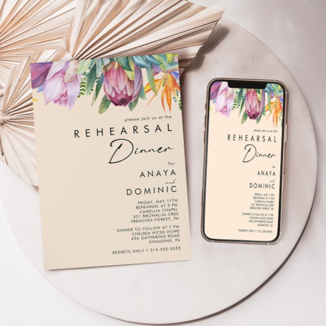 Invitation Floral tropical coloré | Dîner de répétition (Créateur téléchargé)