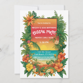 Invitation Floral Tropical Reggae Party Personnalisable