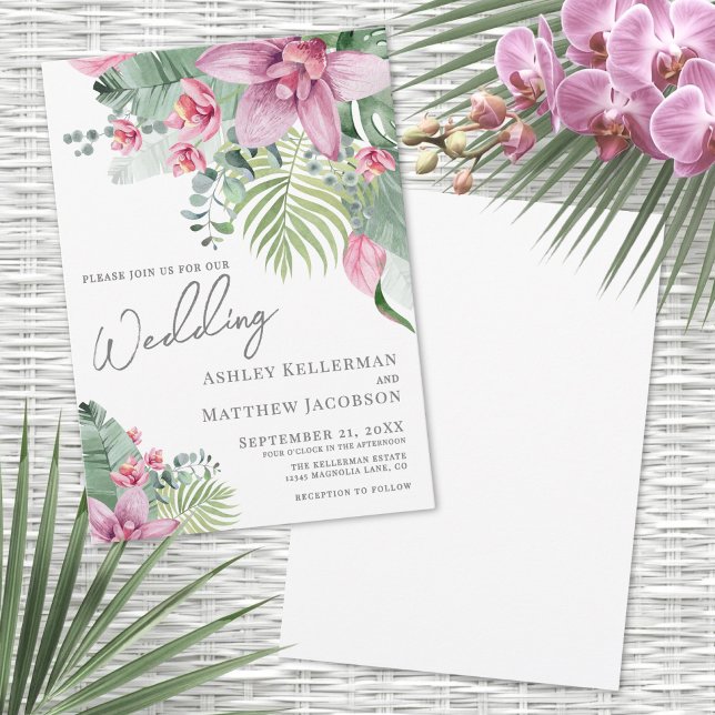 Invitation Floral Tropical Wedding (Floral Tropical Wedding Invitation)