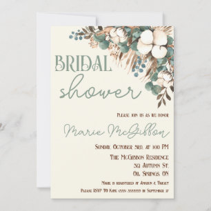 Invitation Floral Turquoise, Coton, Fête des mariées en laito