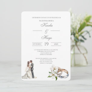 Invitation Floral verdoyant avec anneau Mariage espagnol