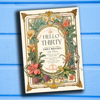 Invitation Floral Vintage 30e fête d'anniversaire