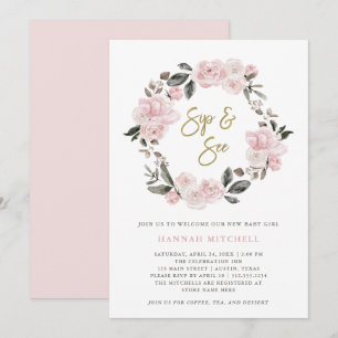 Invitation Floral vintage   Aquarelle transparente Sip et voi