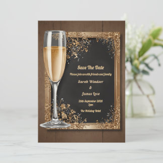 Invitation Floral vintage avec Toast de Champagne
