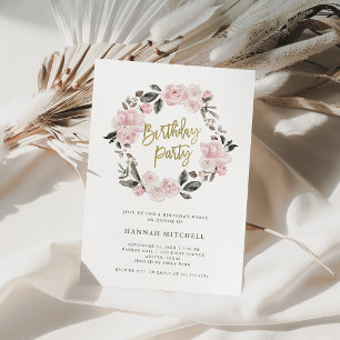 Invitation Floral vintage   Blush Watercolor fête d'anniversa