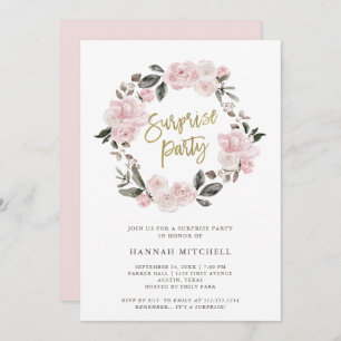 Invitation Floral Vintage  Blush Watercolor Surprise Party