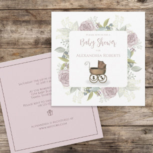 Invitation Floral Vintage Carriage rose Floral Cadeau