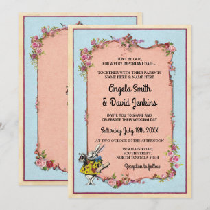 Invitation floral vintage de lapin du pays des