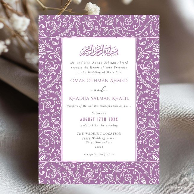 Invitation Floral Vintage Lilac Islamic Muslim Wedding (Créateur téléchargé)