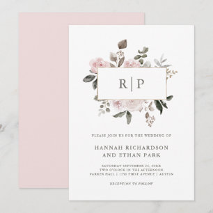 Invitation Floral vintage   Mariage de monogramme de couleur 