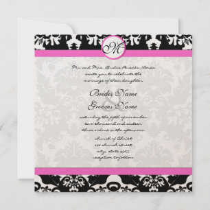 Invitation Floral Vintage noir et blanc Mariage damassé