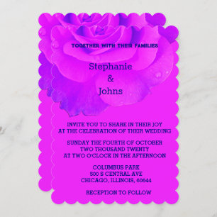 Invitation Floral Violet rose rose Mariage coloré