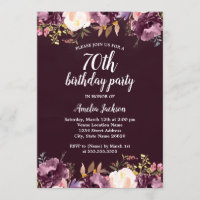 Floral Watercolor Bloom Purple 70e fête d'annivers