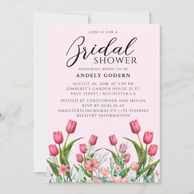 Invitation Floral Watercolor Bridal Shower (Devant)