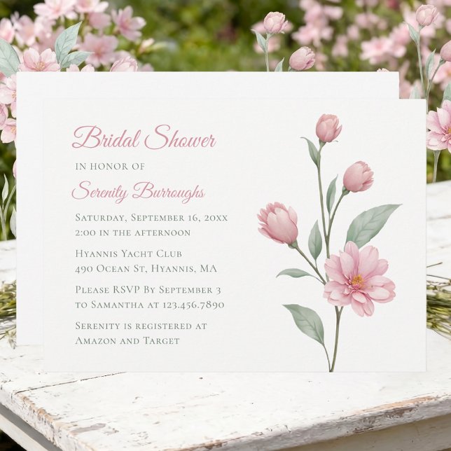 Invitation Floral Watercolor Dusty Rose Sage Bridal Showers (Créateur téléchargé)