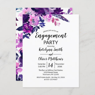 Invitation Floral Watercolor Flowers Fiançailles tendance