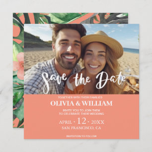 Invitation Floral Watercolor Plage tropicale Enregistrer la d