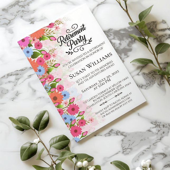 Invitation Floral Watercolor Retirement Party (Floral Watercolor Retirement Party Invitation)