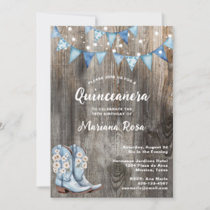 Invitation Floral Western Boots Quinceanera fête d'anniversai