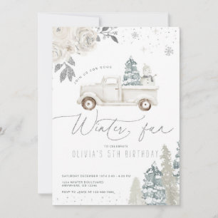 Invitation Floral Winter Snowman fête d'anniversaire