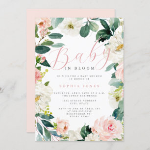 Invitation Floral Wreath Girl Baby in Bloom Baby shower