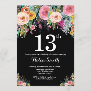 Invitation Florale 13e anniversaire