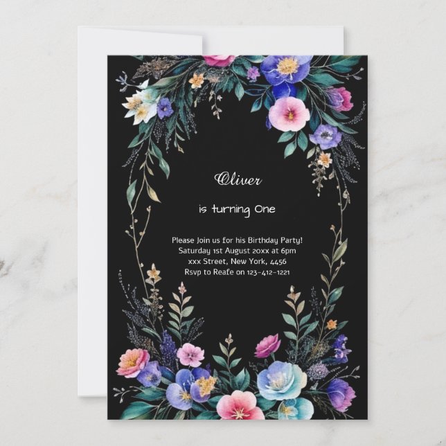 Invitation Florale 1er anniversaire (Devant)