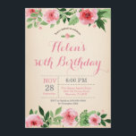 Invitation Florale 30e anniversaire Aquarelle rose<br><div class="desc">Invitation Florale 30e anniversaire Fleur d'aquarelle rose. Anniversaire adulte. Anniversaire Invitation de Bash. Flore rose. Vintage. 13e 15e 16e 18e 20e 21e 30e 40e 50e 60e 70e 80e 90e 100e, n'importe quel âge. Pour plus de personnalisation, cliquez sur le bouton "Customiser" et utilisez notre outil de conception pour modifier ce...</div>