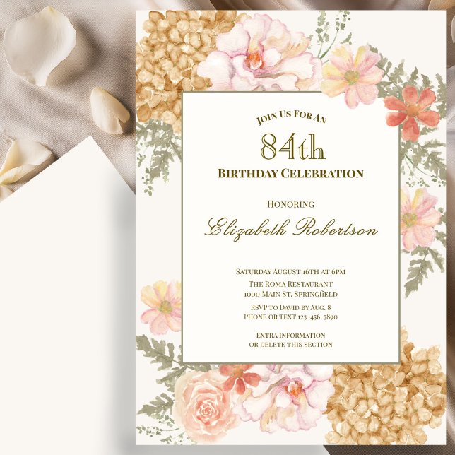 Invitation florale 84e anniversaire aux couleurs d (Créateur téléchargé)