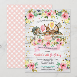 Invitation florale à l'anniversaire d'Alice in Won