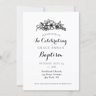 Invitation Florale Adulte Baptême