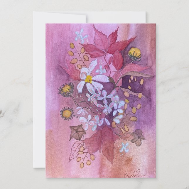 invitation florale aquarelle (Devant)
